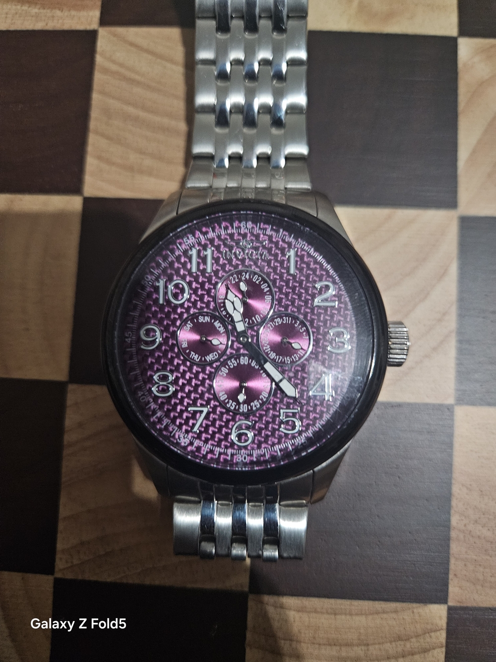 Invicta 45mm Men's Stainless Steel Watch with Purple Dial